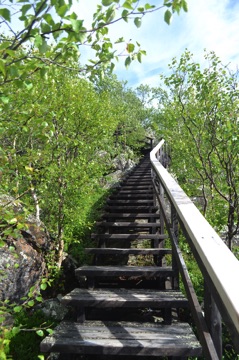 Staircase up Ukko Island, Lake Inari